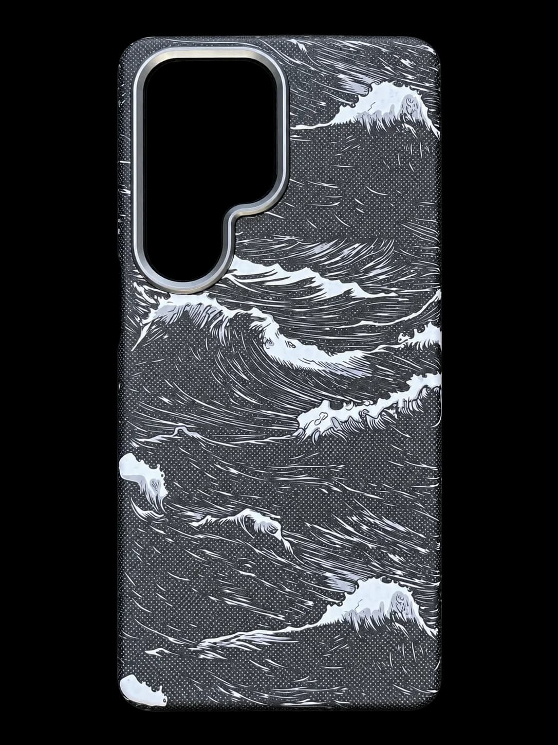 Monochrome waves case labelled for Samsung S25 Ultra
