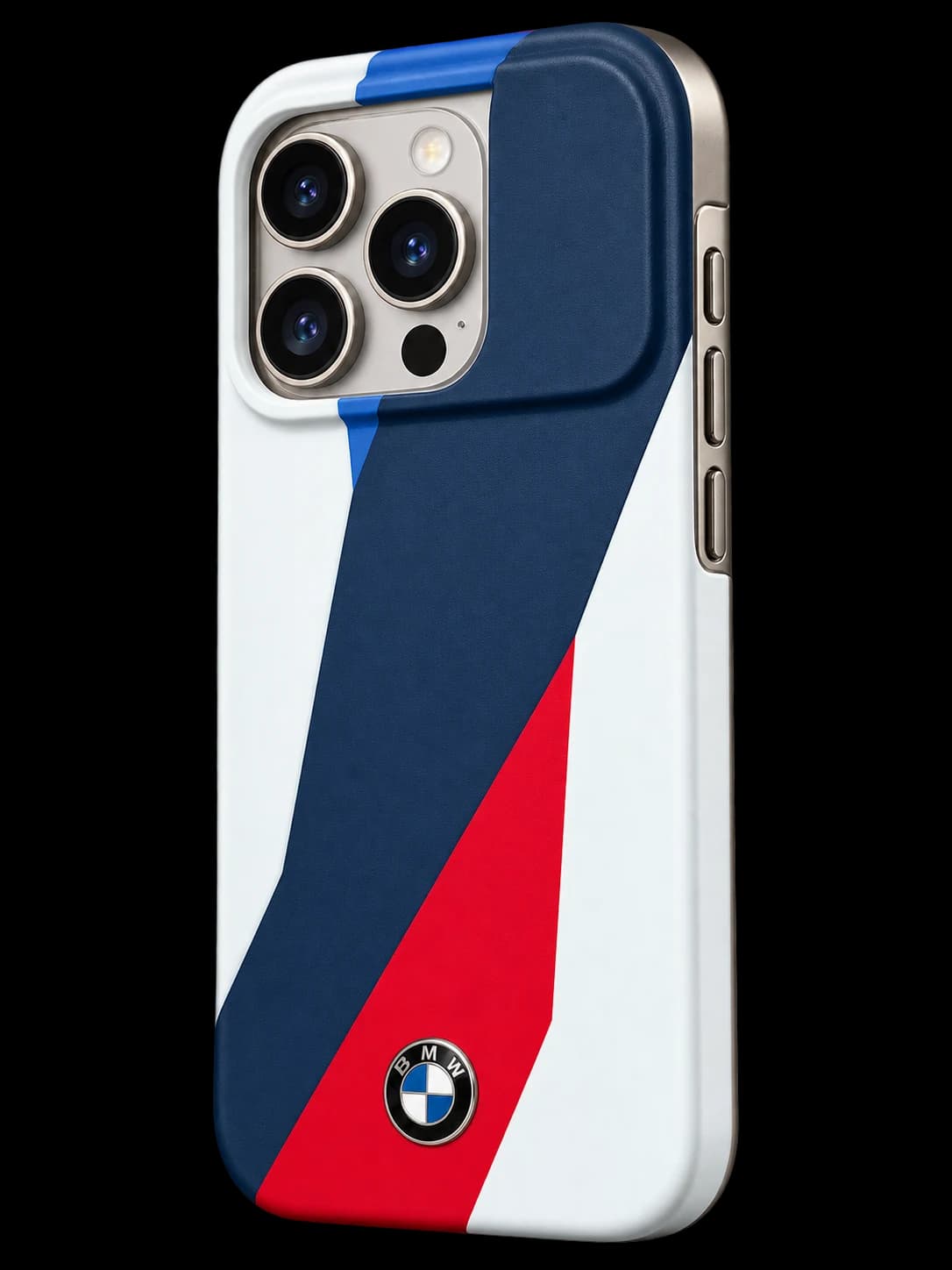 Motorsport case shown on an illustrative phone with a silver finish